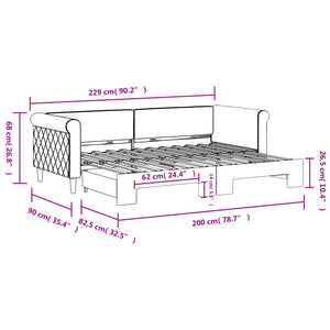 Ausziehbares Tagesbett Hellgrau Samt 80x200 cm