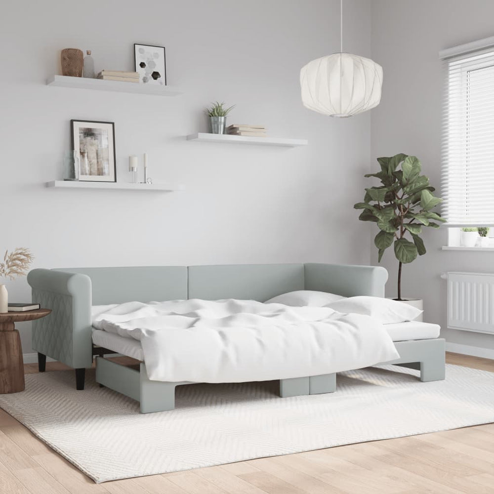 Ausziehbares Tagesbett Hellgrau Samt 80x200 cm