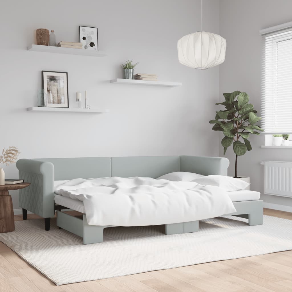 Ausziehbares Tagesbett Hellgrau Samt 80x200 cm