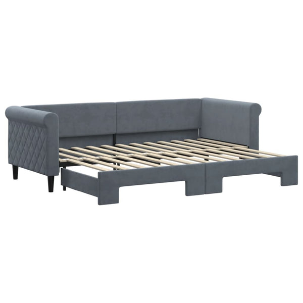 Ausziehbares Tagesbett Dunkelgrau 80x200 cm Samt