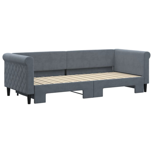 Ausziehbares Tagesbett Dunkelgrau 80x200 cm Samt