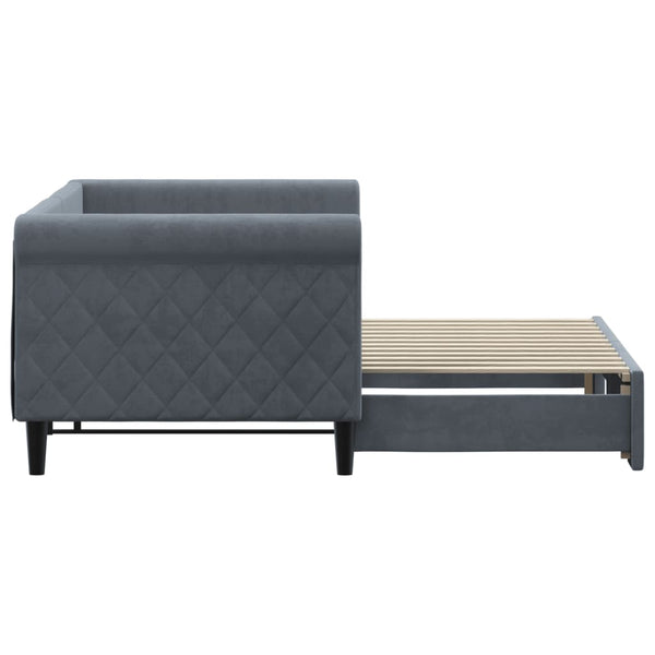 Ausziehbares Tagesbett Dunkelgrau 80x200 cm Samt