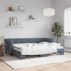 Ausziehbares Tagesbett Dunkelgrau 80x200 cm Samt