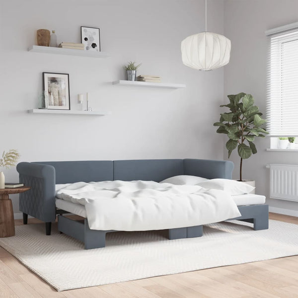 Ausziehbares Tagesbett Dunkelgrau 80x200 cm Samt