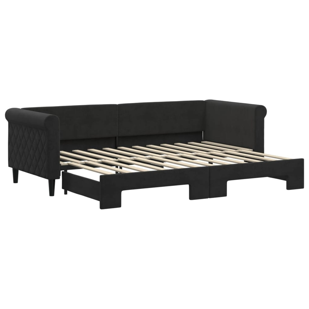 vidaXL Extendable Day Bed Black 80x200 cm Velvet