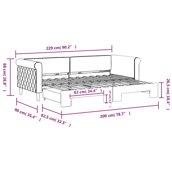 Gelbes Ausziehbares Tagesbett 80x200 cm Samt