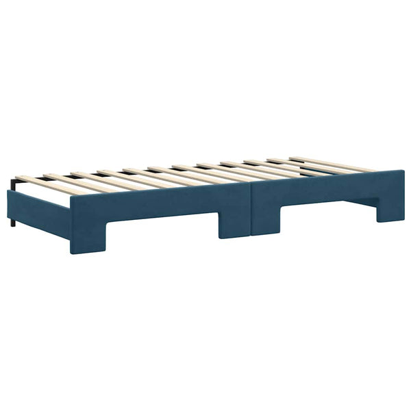 Ausziehbares Tagesbett Blau Samt 90x200