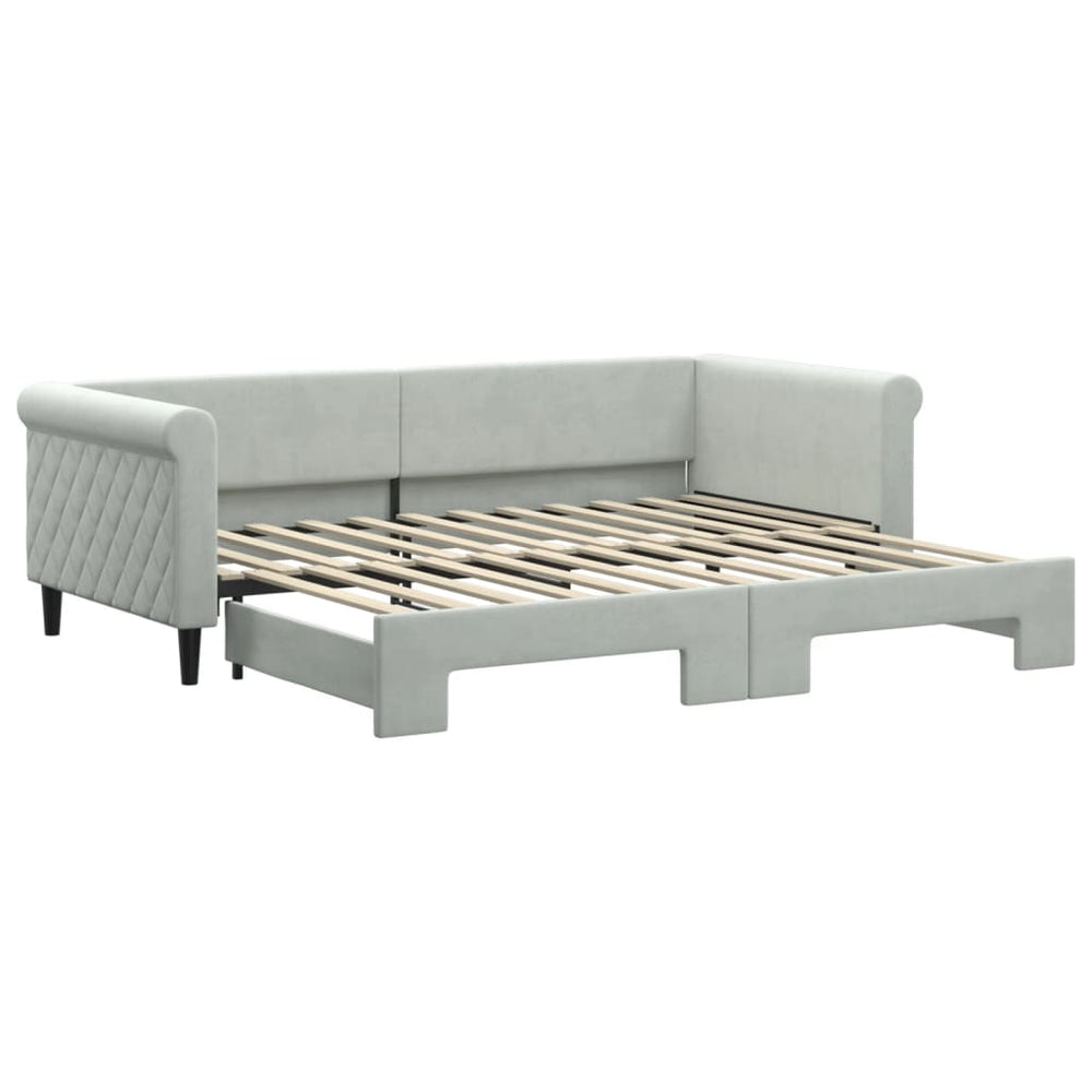 Ausziehbares Tagesbett Hellgrau Samt 90x200 cm