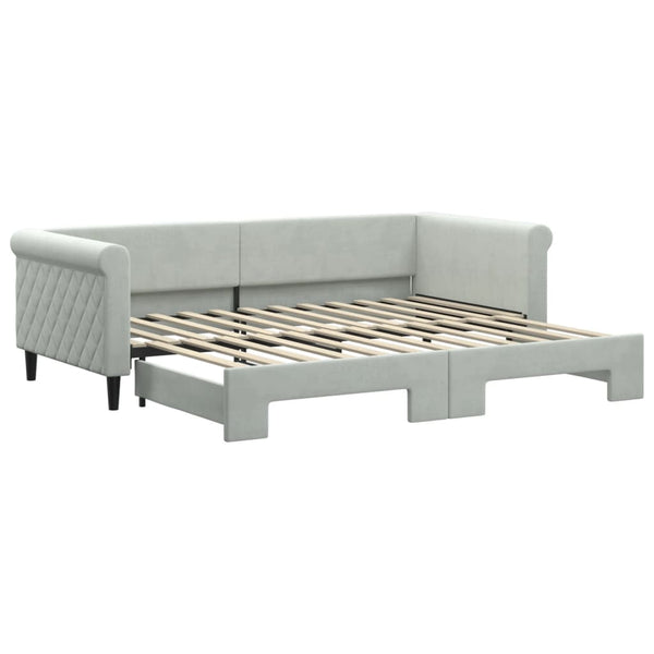 Ausziehbares Tagesbett Hellgrau Samt 90x200 cm