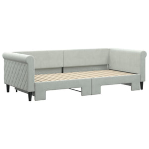 Ausziehbares Tagesbett Hellgrau Samt 90x200 cm