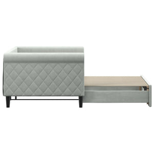 Ausziehbares Tagesbett Hellgrau Samt 90x200 cm