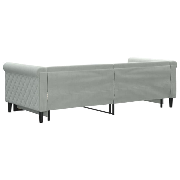 Ausziehbares Tagesbett Hellgrau Samt 90x200 cm