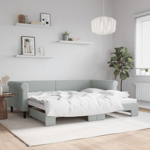 Ausziehbares Tagesbett Hellgrau Samt 90x200 cm