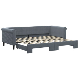 Ausziehbares Tagesbett Dunkelgrau 90x200 cm Samt