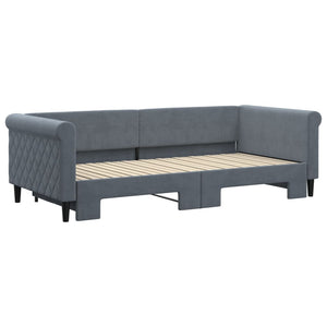 Ausziehbares Tagesbett Dunkelgrau 90x200 cm Samt