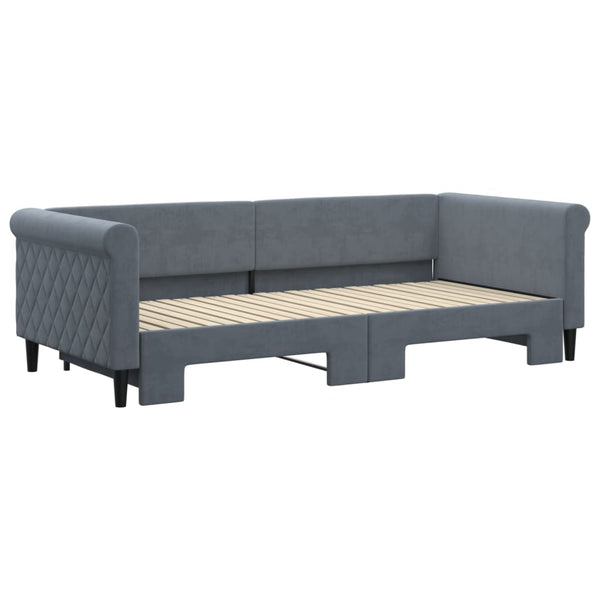 Ausziehbares Tagesbett Dunkelgrau 90x200 cm Samt