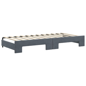 Ausziehbares Tagesbett Dunkelgrau 90x200 cm Samt