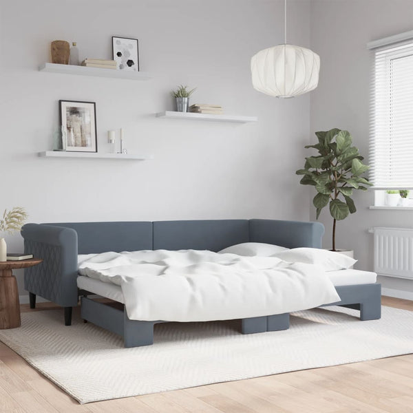 Ausziehbares Tagesbett Dunkelgrau 90x200 cm Samt