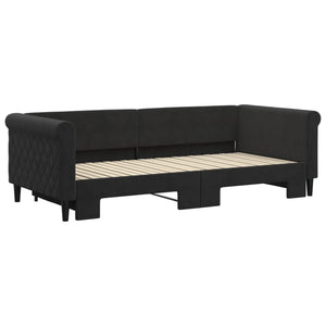 Ausziehbares Tagesbett Schwarz Samt 90x200 cm