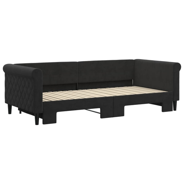 Ausziehbares Tagesbett Schwarz Samt 90x200 cm