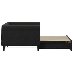 Ausziehbares Tagesbett Schwarz Samt 90x200 cm