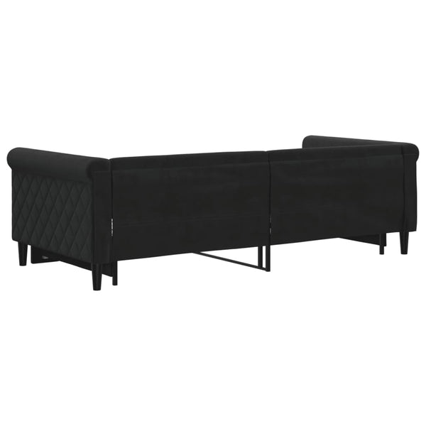 Ausziehbares Tagesbett Schwarz Samt 90x200 cm