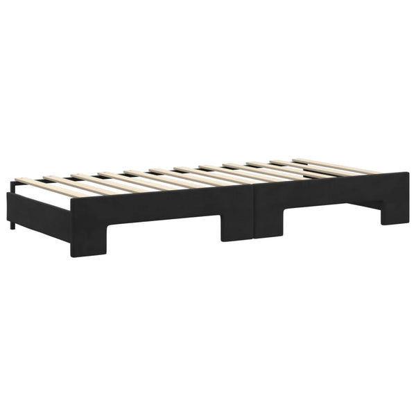 Ausziehbares Tagesbett Schwarz Samt 90x200 cm