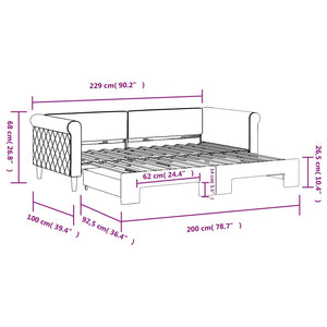 Ausziehbares Tagesbett Schwarz Samt 90x200 cm