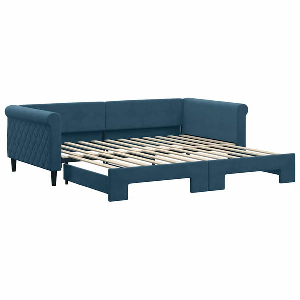 Ausziehbares Tagesbett Blau Samt 100x200 cm