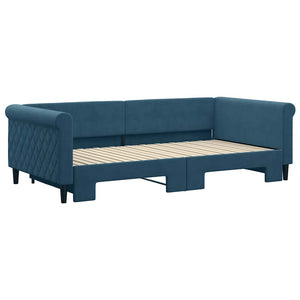 Ausziehbares Tagesbett Blau Samt 100x200 cm