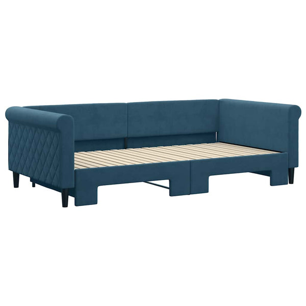 Ausziehbares Tagesbett Blau Samt 100x200 cm
