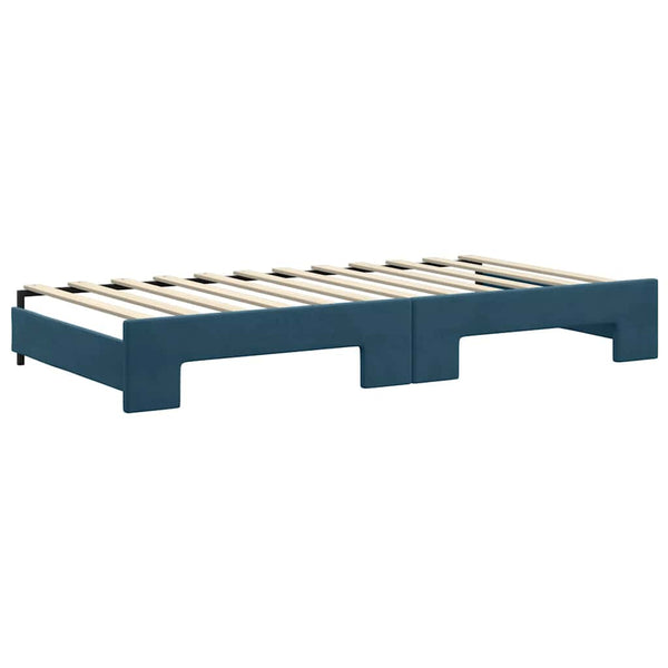 Ausziehbares Tagesbett Blau Samt 100x200 cm