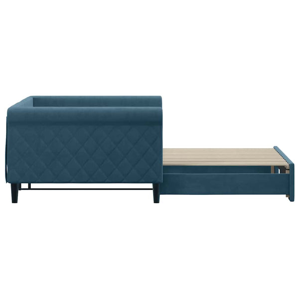 Ausziehbares Tagesbett Blau Samt 100x200 cm
