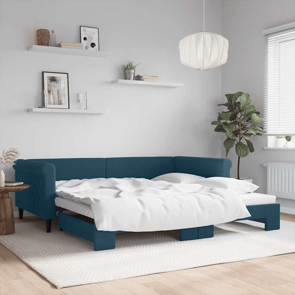 Ausziehbares Tagesbett Blau Samt 100x200 cm