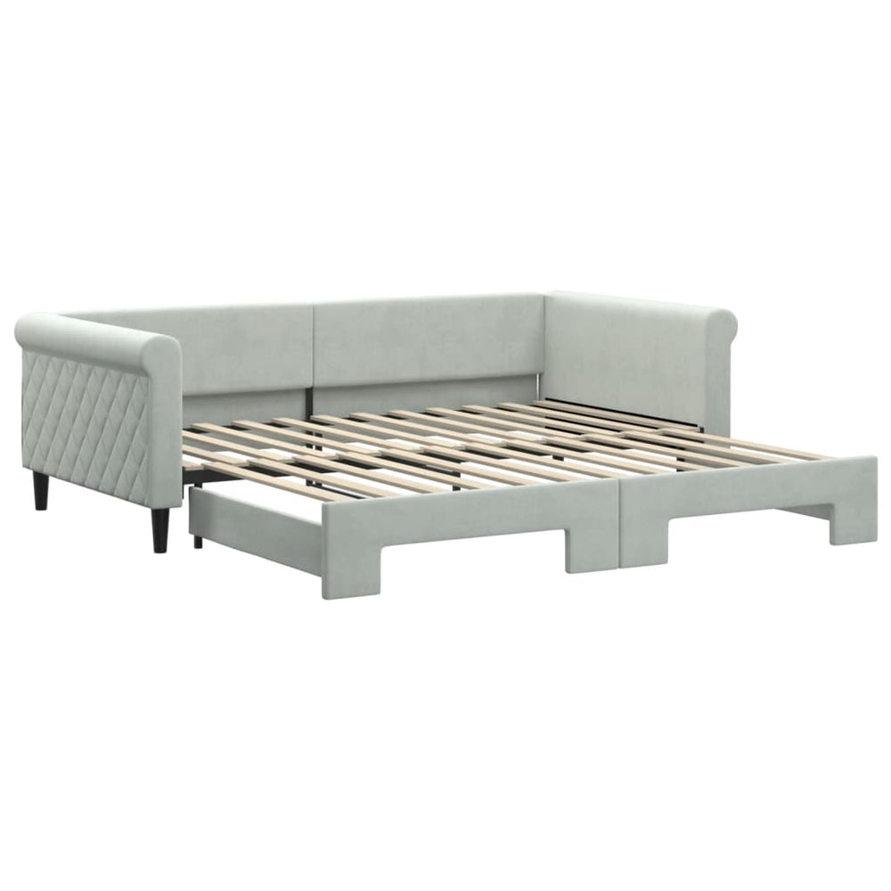 Ausziehbares Tagesbett Hellgrau Samt 100x200 cm