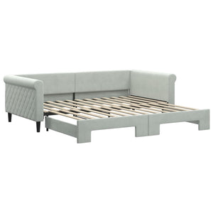 Ausziehbares Tagesbett Hellgrau Samt 100x200 cm
