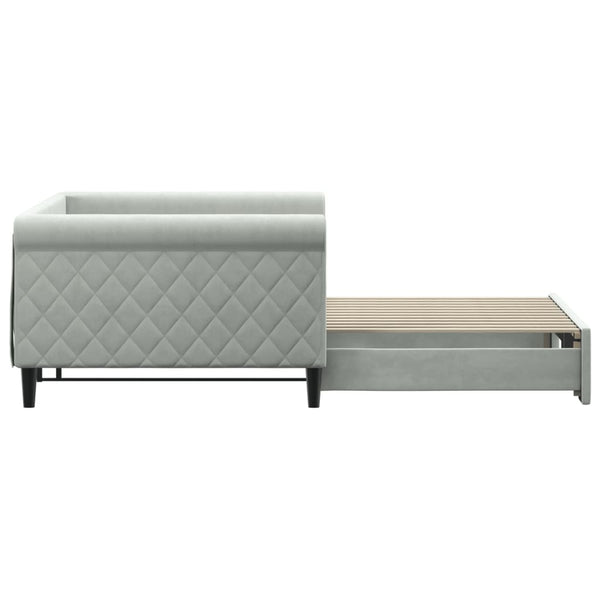 Ausziehbares Tagesbett Hellgrau Samt 100x200 cm