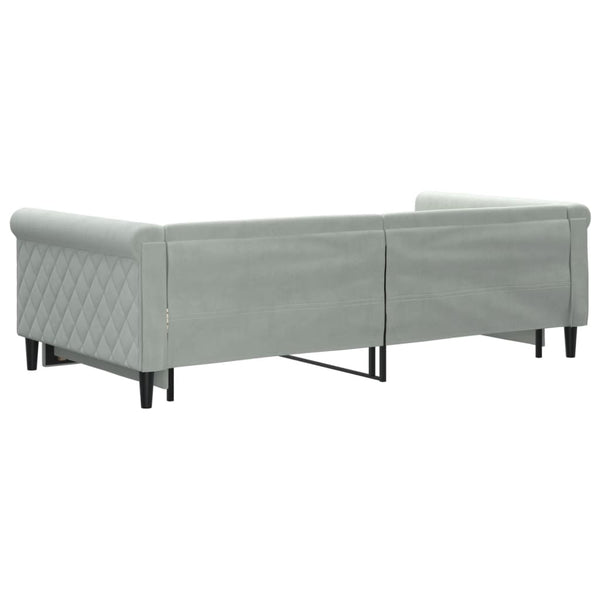 Ausziehbares Tagesbett Hellgrau Samt 100x200 cm