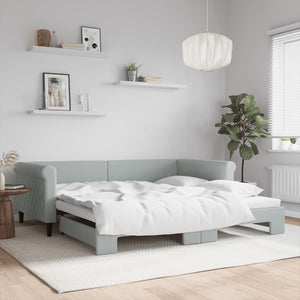 Ausziehbares Tagesbett Hellgrau Samt 100x200 cm