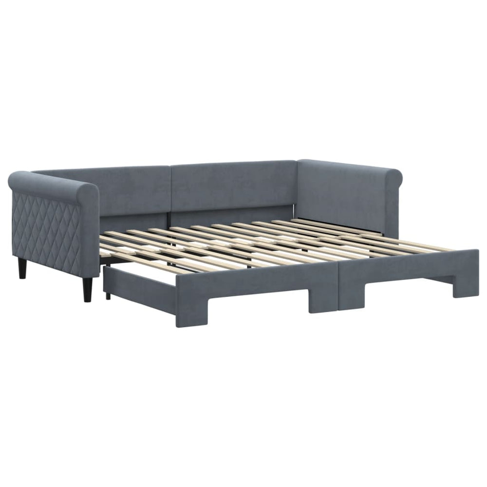 Ausziehbares Tagesbett Dunkelgrau Samt 100x200 cm