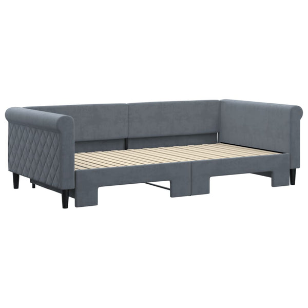 Ausziehbares Tagesbett Dunkelgrau Samt 100x200 cm