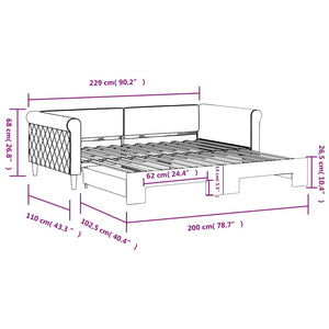 Ausziehbares Tagesbett Dunkelgrau Samt 100x200 cm