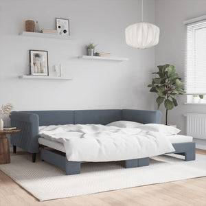 Ausziehbares Tagesbett Dunkelgrau Samt 100x200 cm