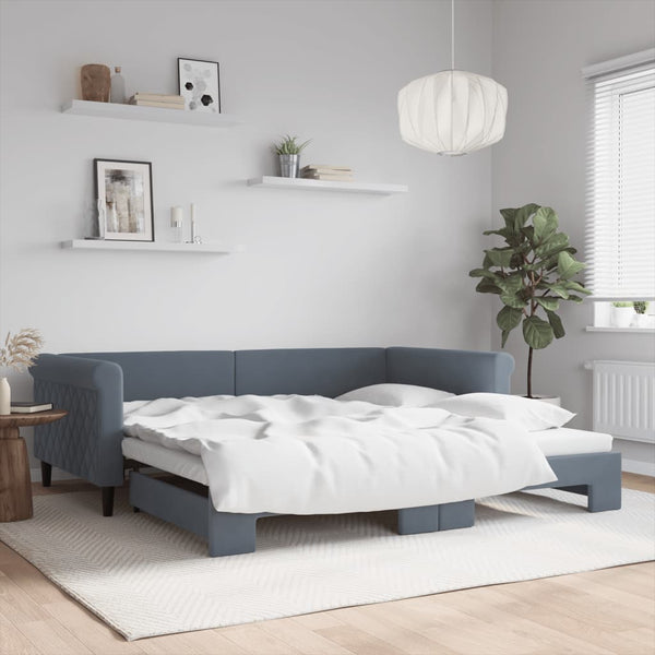 Ausziehbares Tagesbett Dunkelgrau Samt 100x200 cm