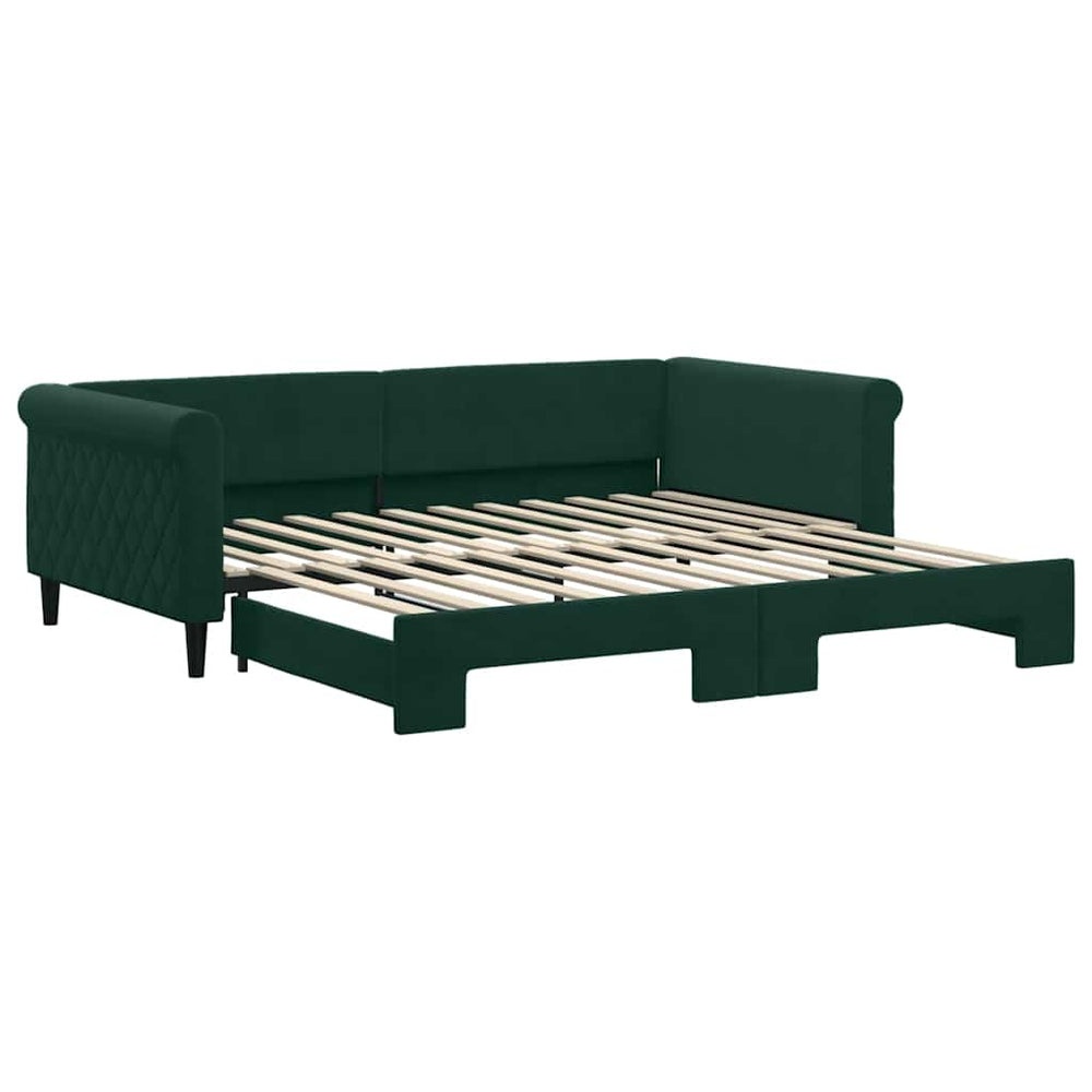 Ausziehbares Tagesbett Dunkelgrün Samt 100x200 cm