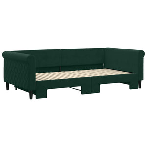 Ausziehbares Tagesbett Dunkelgrün Samt 100x200 cm