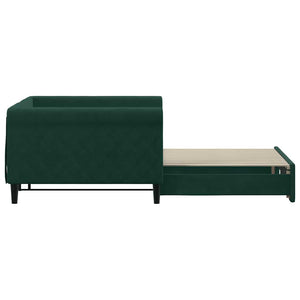 Ausziehbares Tagesbett Dunkelgrün Samt 100x200 cm