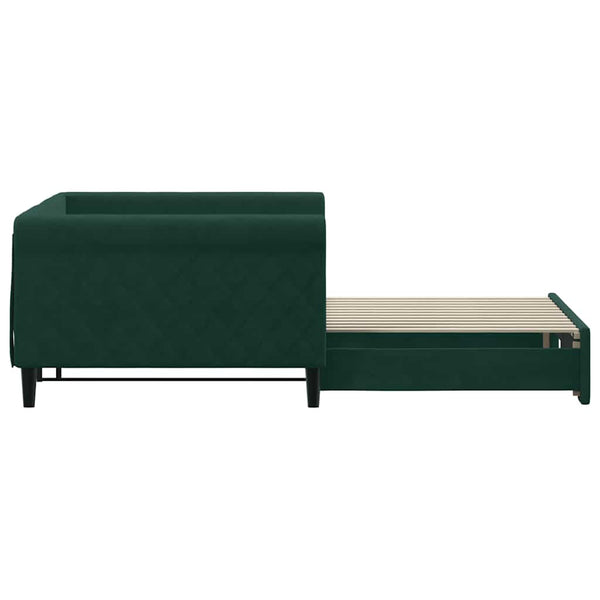 Ausziehbares Tagesbett Dunkelgrün Samt 100x200 cm