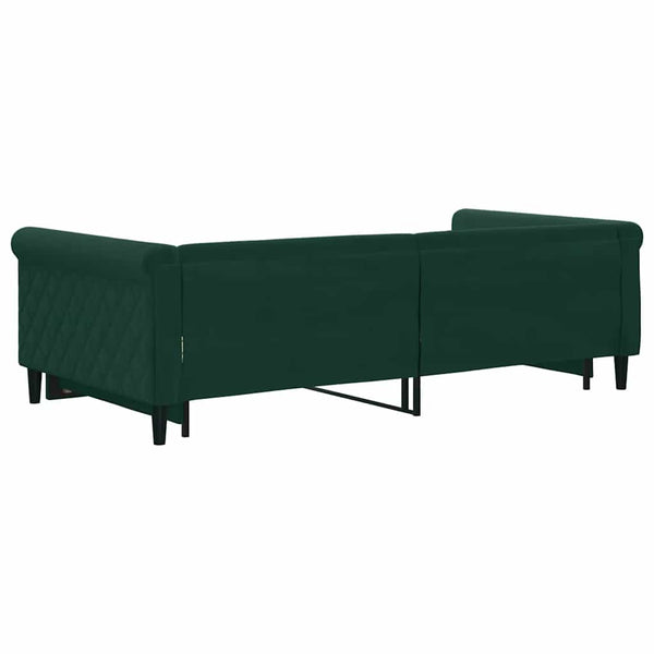 Ausziehbares Tagesbett Dunkelgrün Samt 100x200 cm