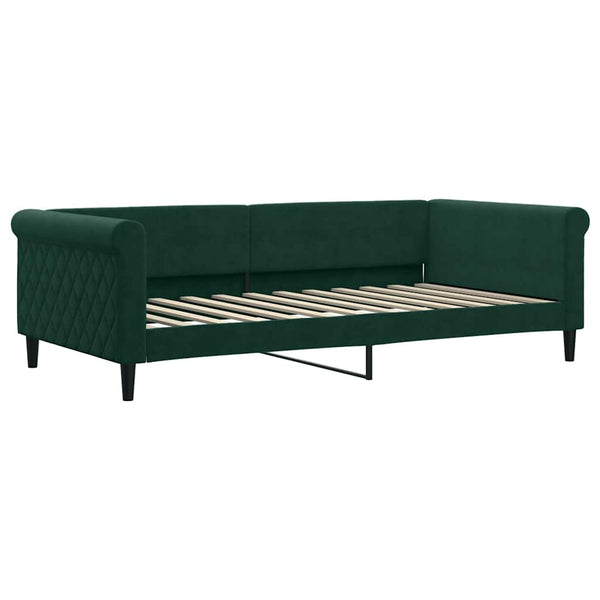 Ausziehbares Tagesbett Dunkelgrün Samt 100x200 cm